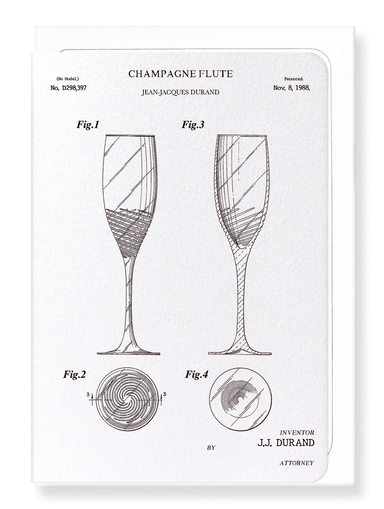 Ezen Designs - Patent of champagne flute (1988) - Greeting Card - Front