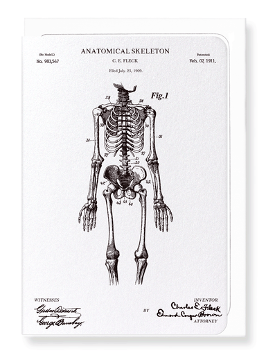 Ezen Designs - Patent of Anatomical full skeleton (1911) - Greeting Card - Front