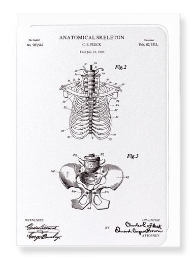 Ezen Designs - Patent of Anatomical skeleton (1911) - Greeting Card - Front