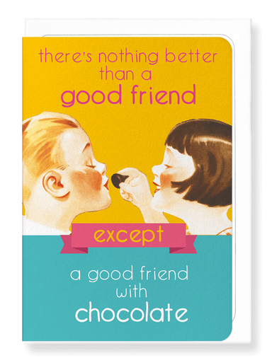Ezen Designs - Good friend with chocolate - Greeting Card - Front