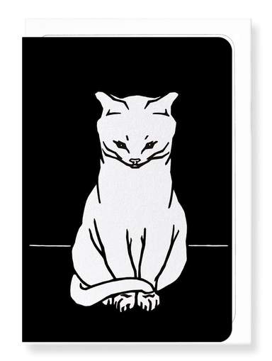 Ezen Designs - Sitting cat (1918) in white - Greeting Card - Front