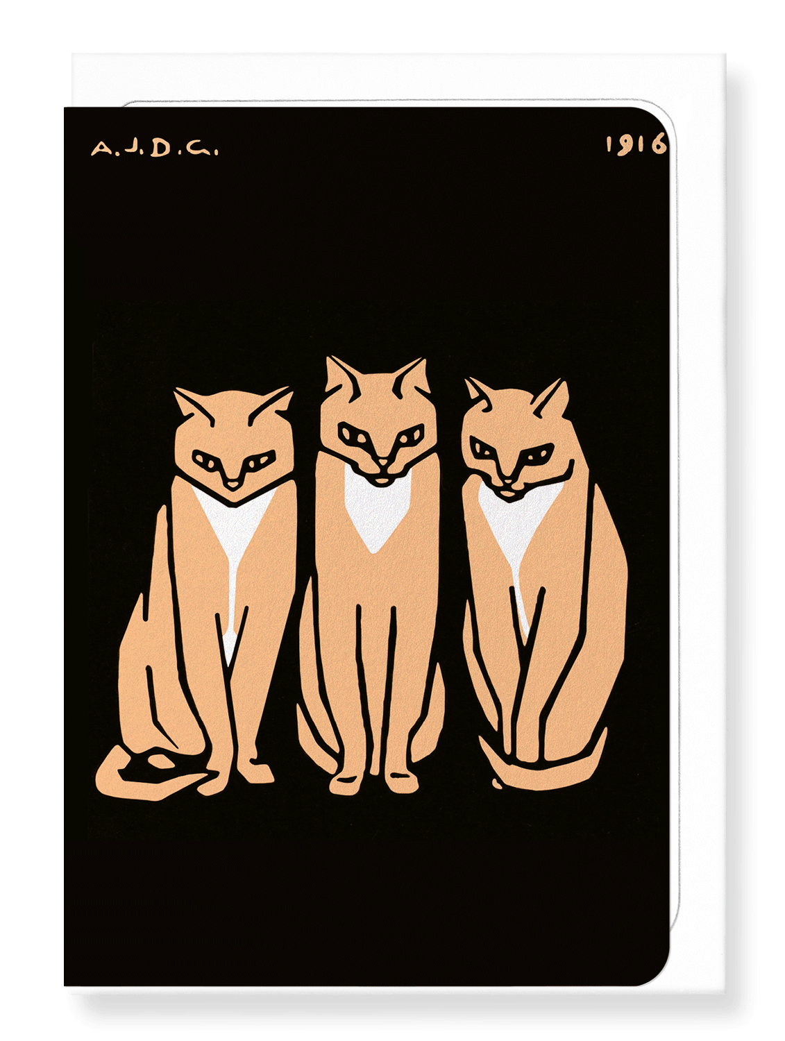 Ezen Designs - Three cats (1916) - Greeting Card - Front
