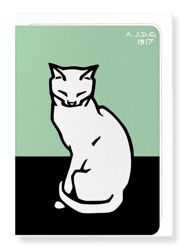 Ezen Designs - Sitting cat with closed eyes (1917) - Greeting Card - Front