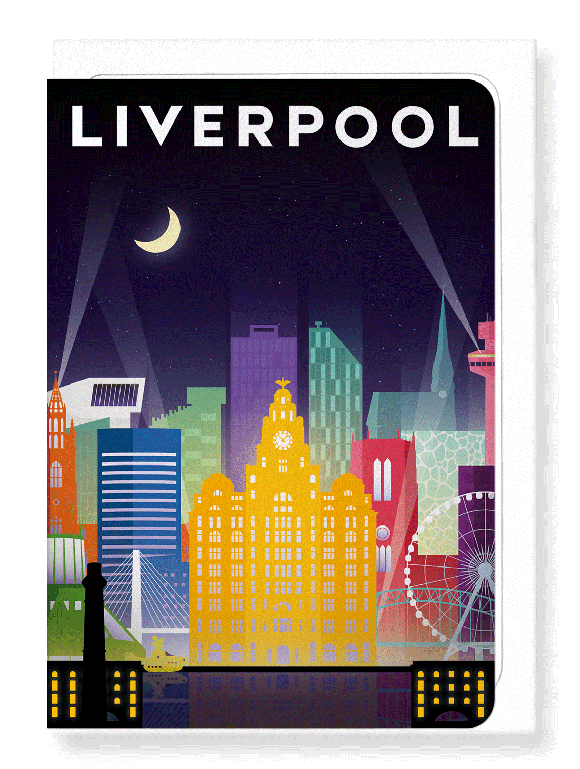 Ezen Designs - Liverpool Night Deco - Greeting Card - Front