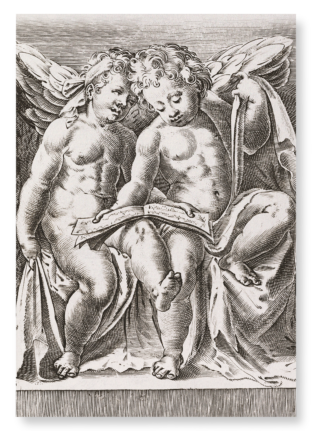 TWO SEATED ANGELS (AFTER 1583)