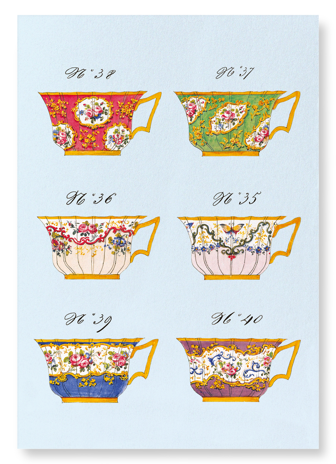 FRENCH TEA CUP SET E (C. 1825-1850)