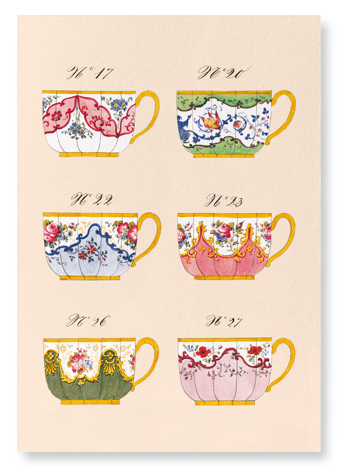 FRENCH TEA CUP SET G (C. 1825-1850)