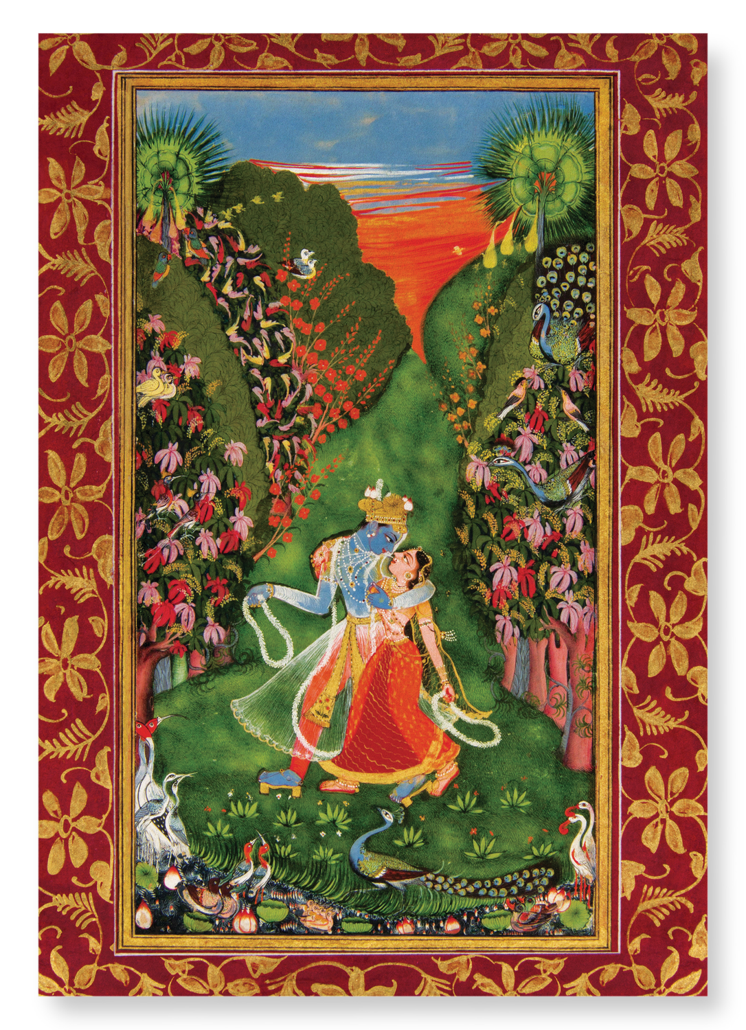 RADHA AND KRISHNA IN A FLOWERING GROVE (1720)