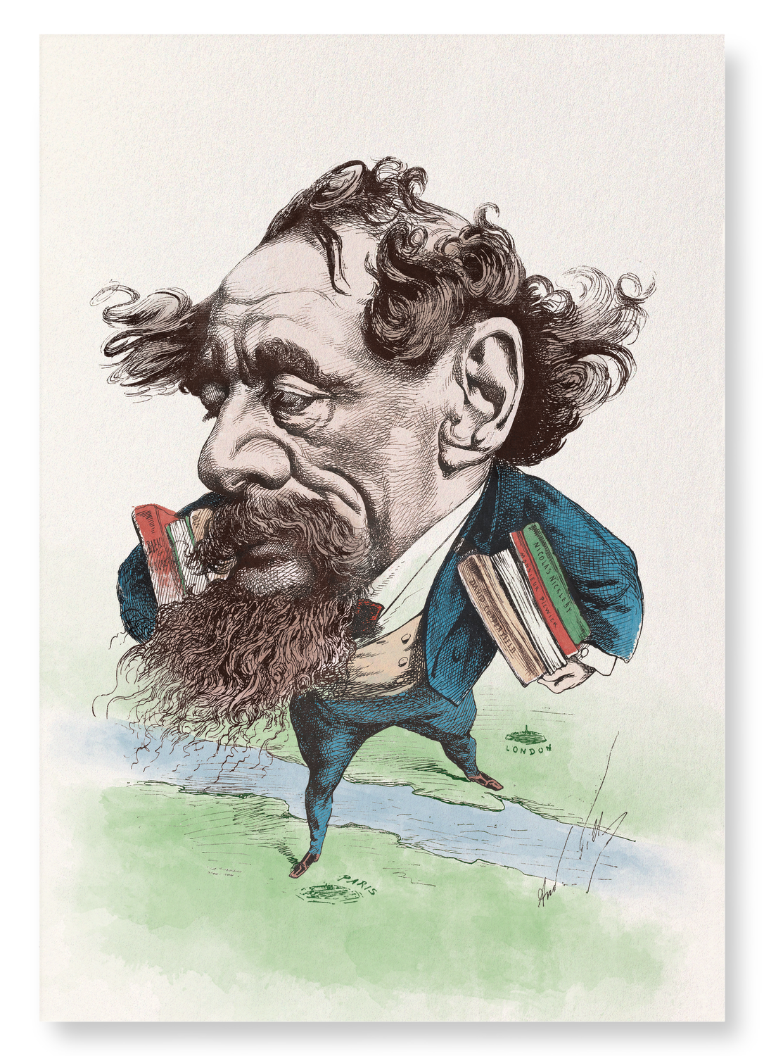 CARICATURE OF CHARLES DICKENS (1868)