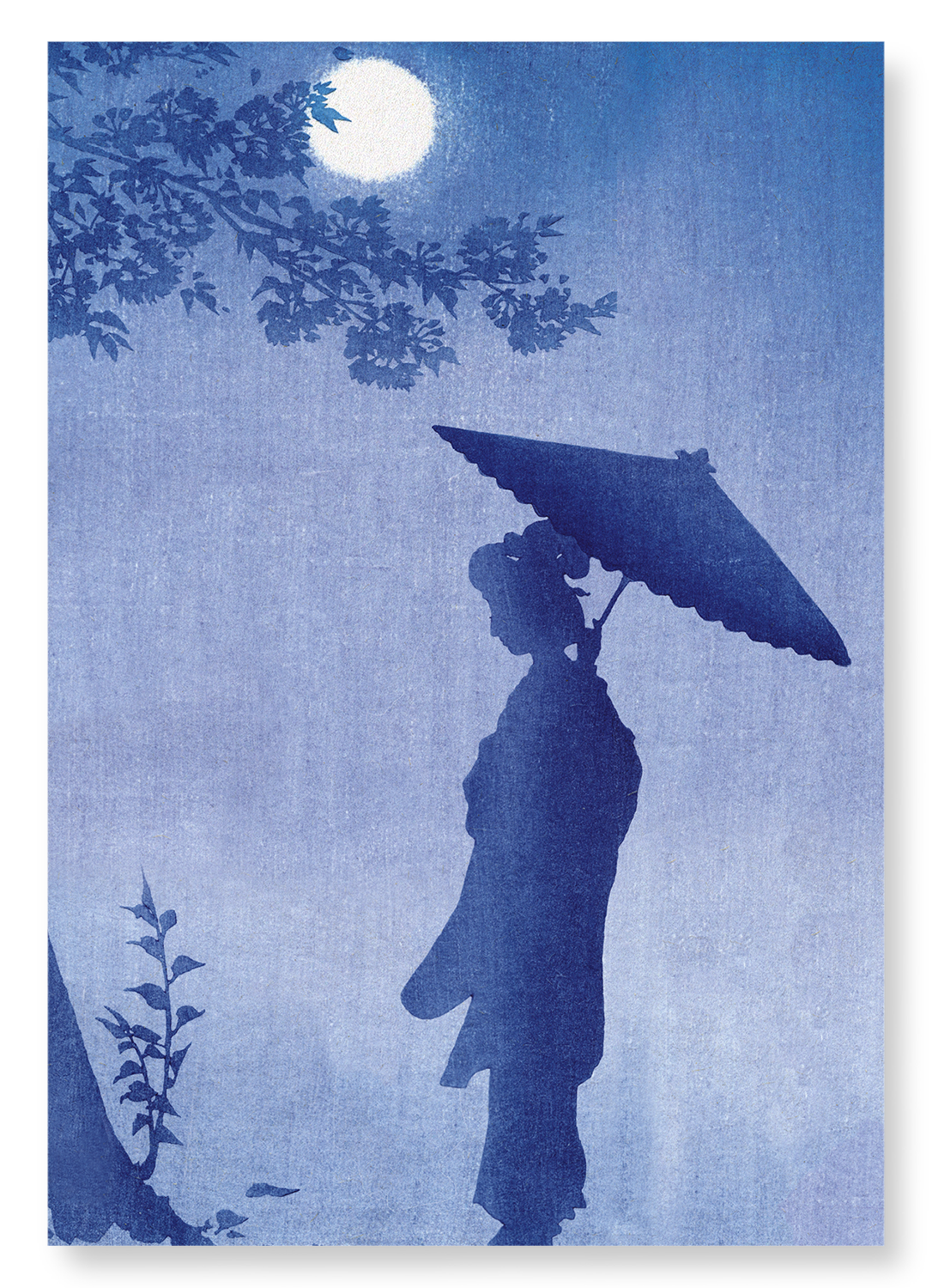 Japanese A4 and A3 art print: Beauty in spring moonlight - Ezen Designs