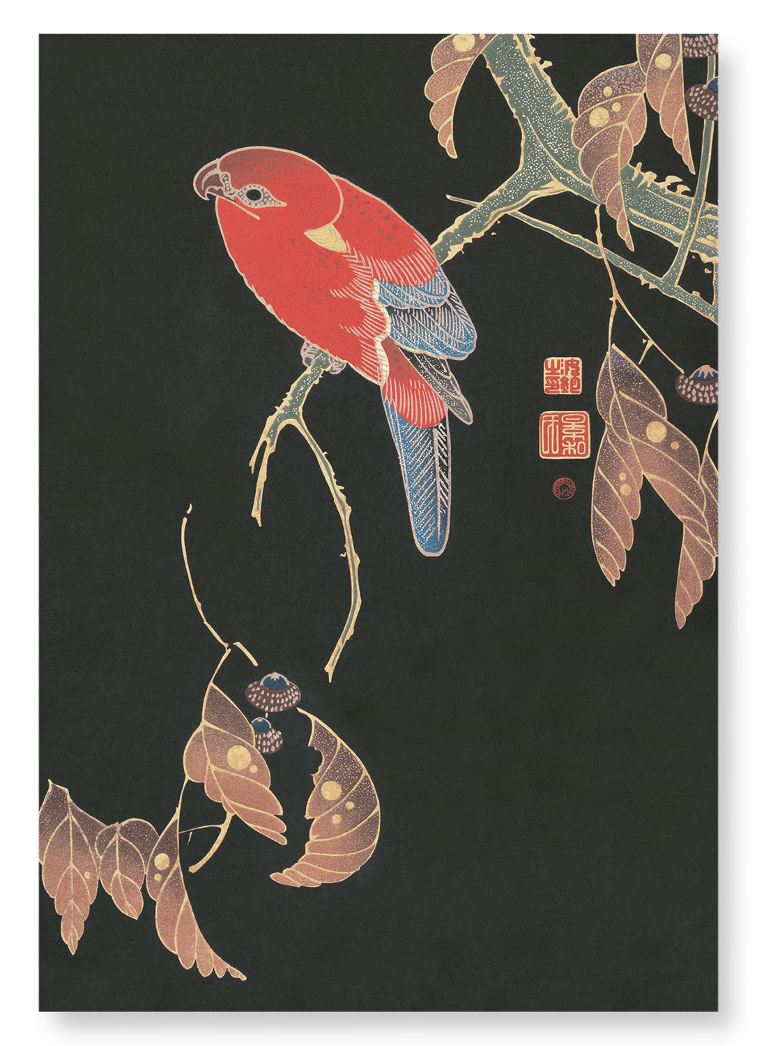 RED PARROT ON A BRANCH (C.1900)