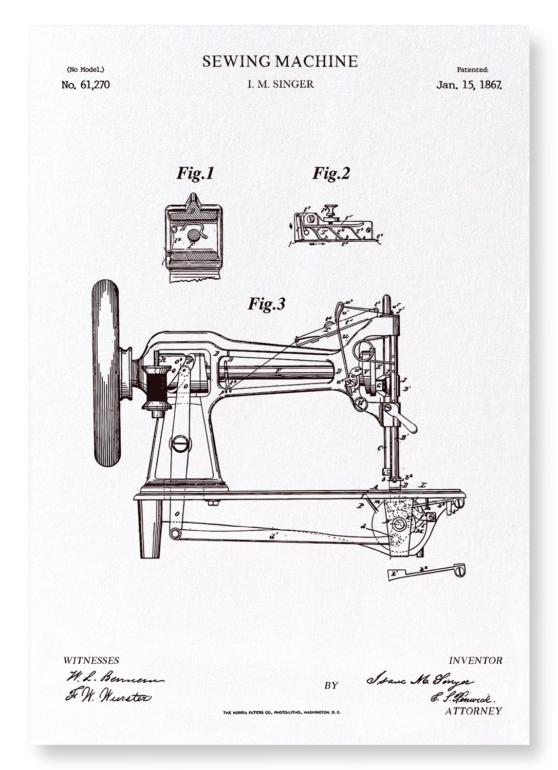PATENT OF SEWING MACHINE (1867)
