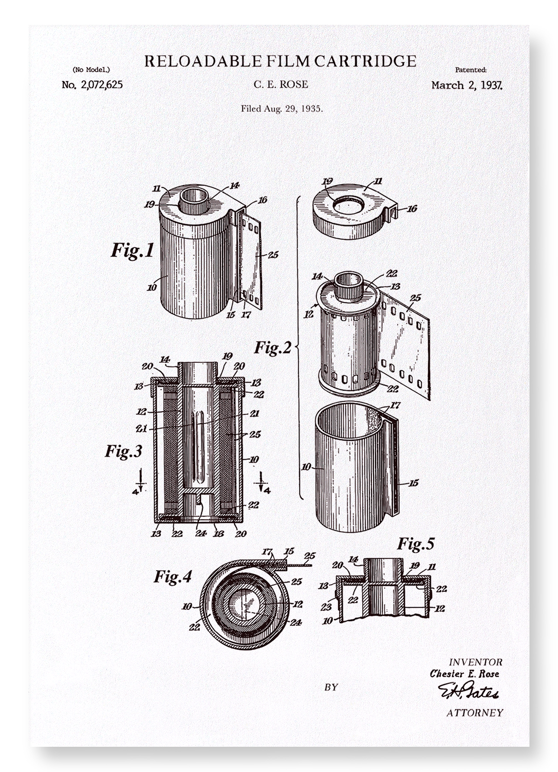 PATENT OF RELOADABLE FILM (1937)