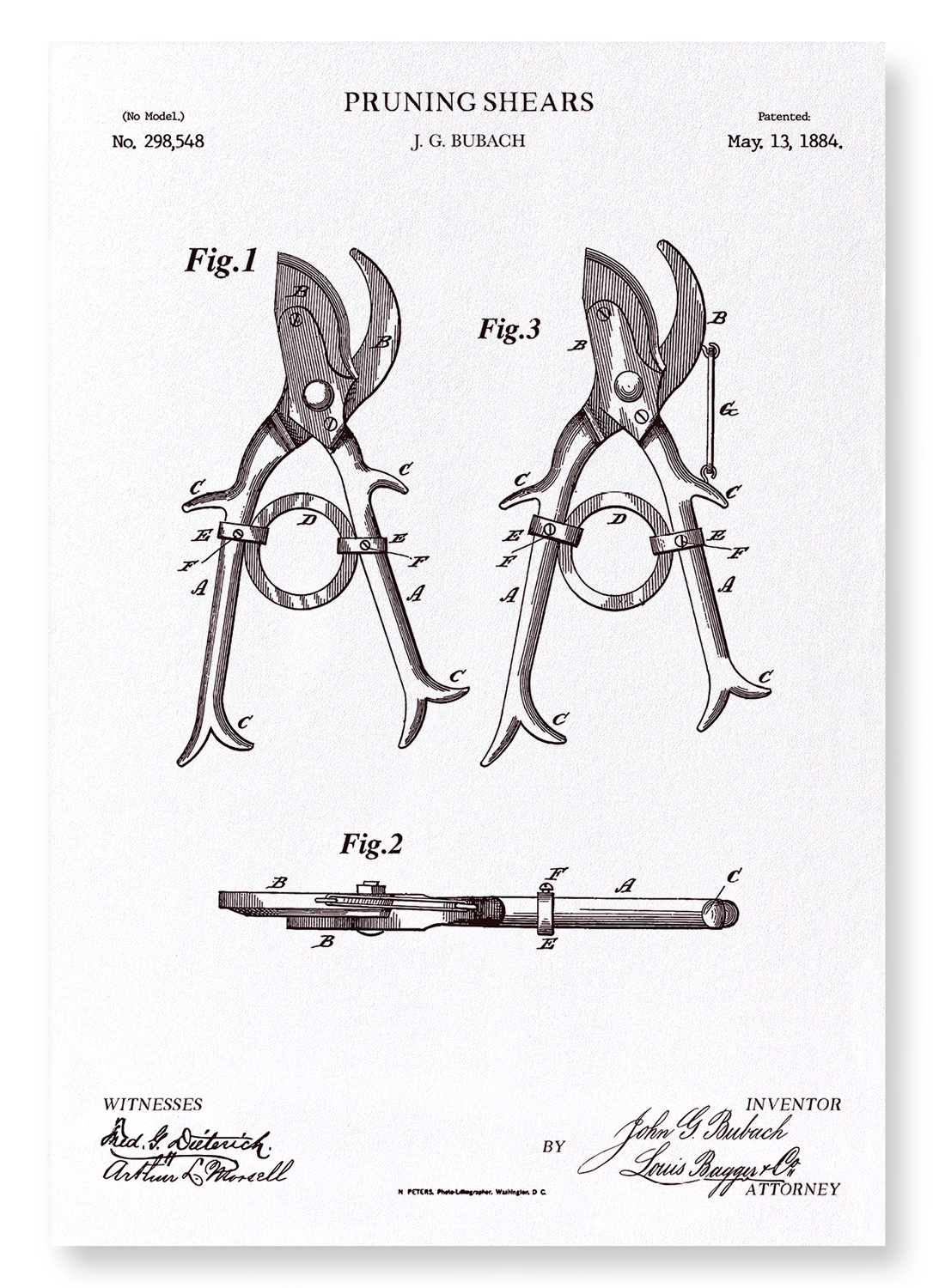 PATENT OF PRUNING SHEARS (1884)