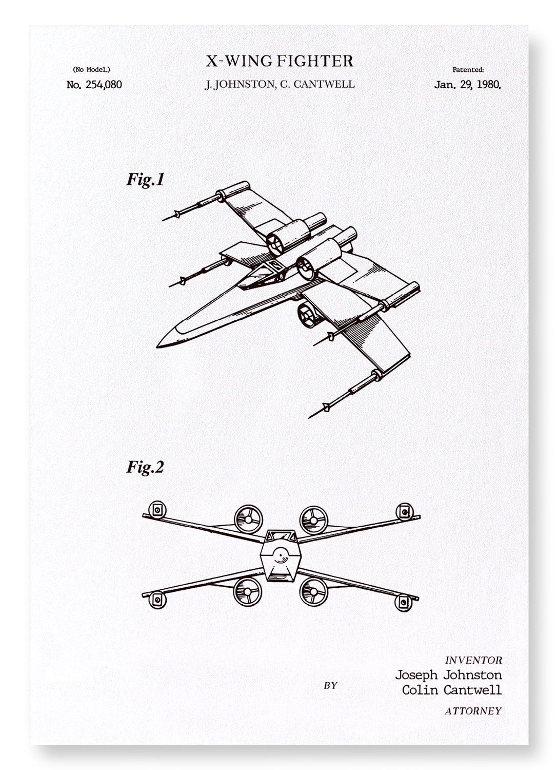 PATENT OF X-WING FIGHTER (1980)