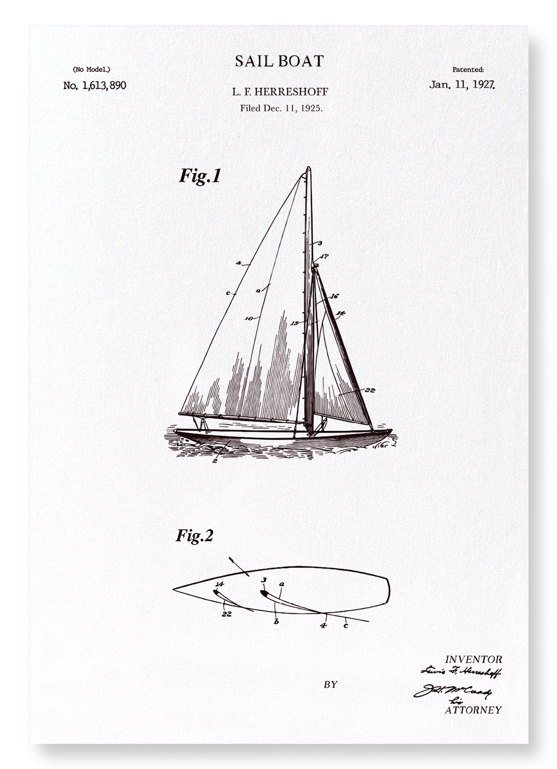 PATENT OF SAIL BOAT (1927)