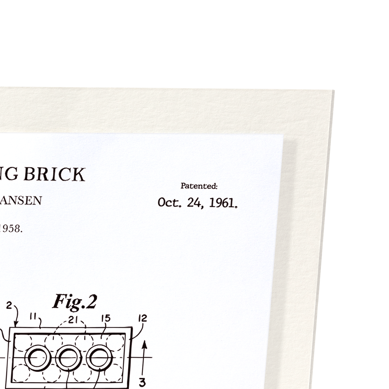 PATENT OF TOY BUILDING BRICK (1961)