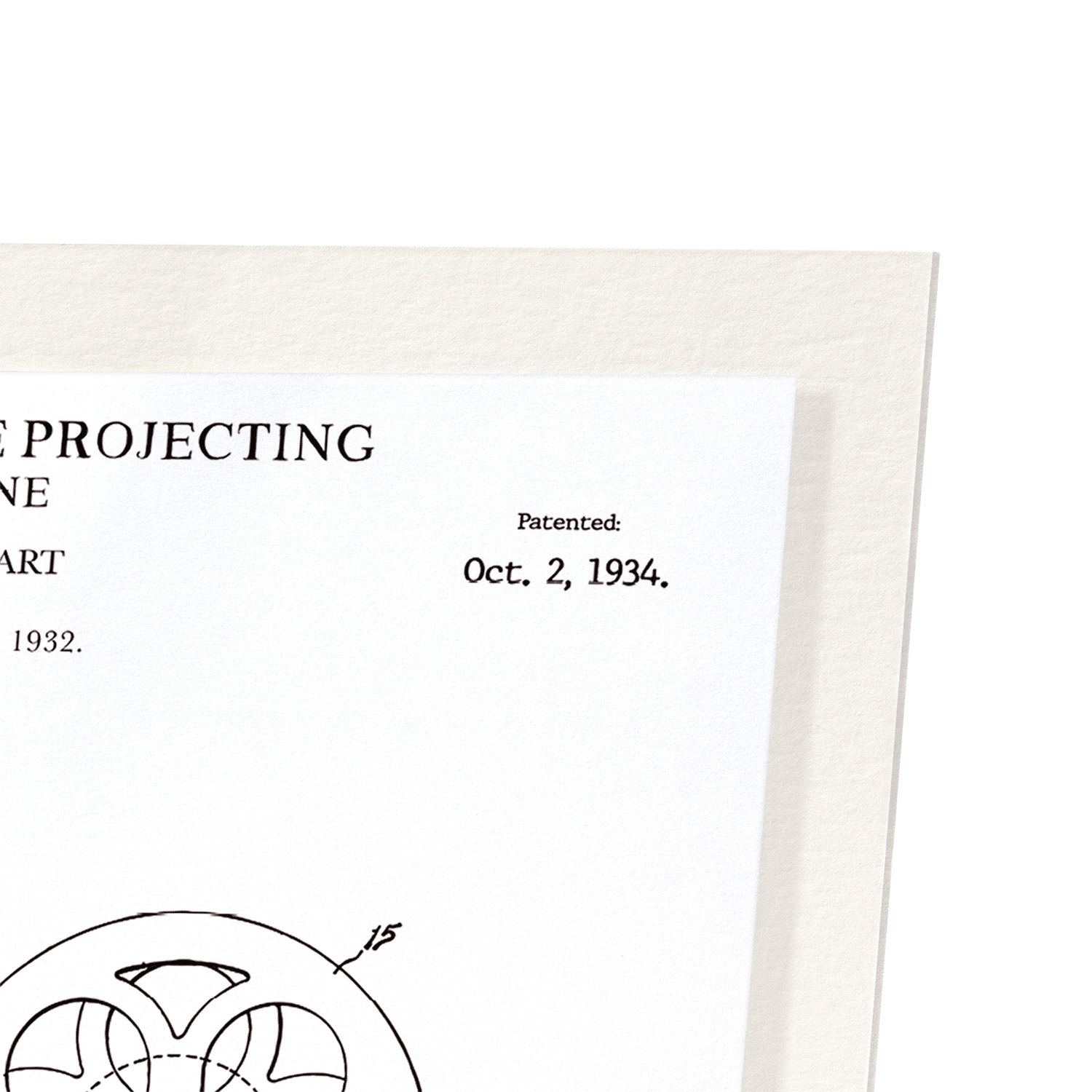 PATENT OF MOTION PICTURE PROJECTING MACHINE (1934)