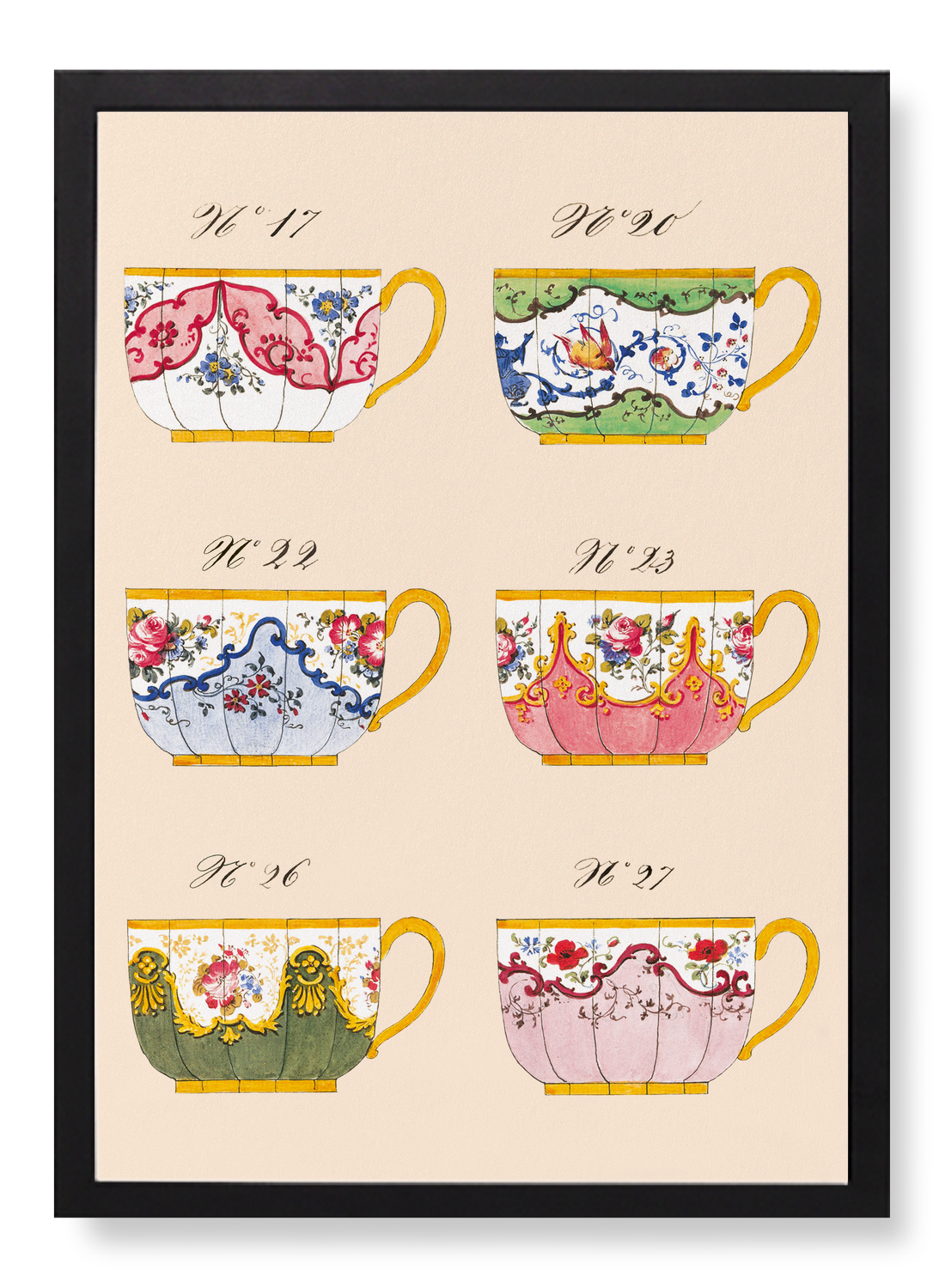 FRENCH TEA CUP SET G (C. 1825-1850)