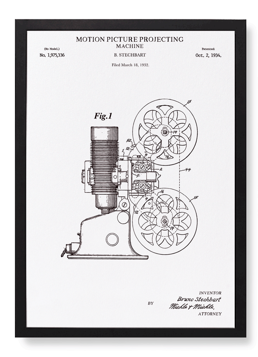 PATENT OF MOTION PICTURE PROJECTING MACHINE (1934)