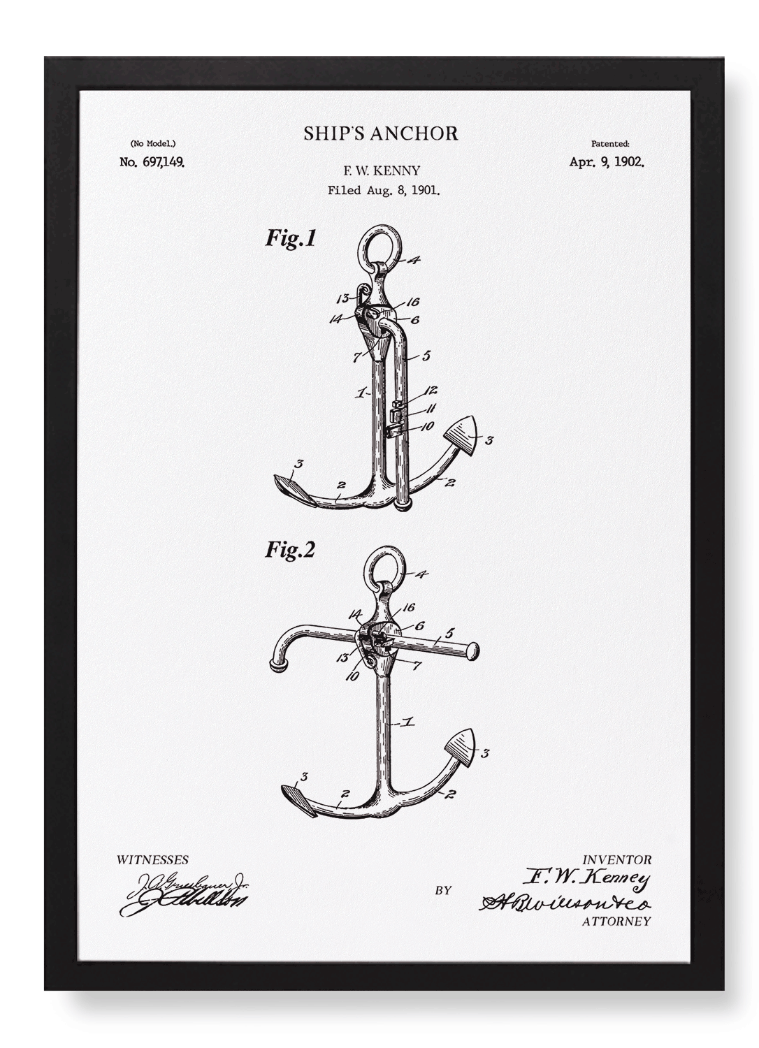PATENT OF SHIP'S ANCHOR (1902)