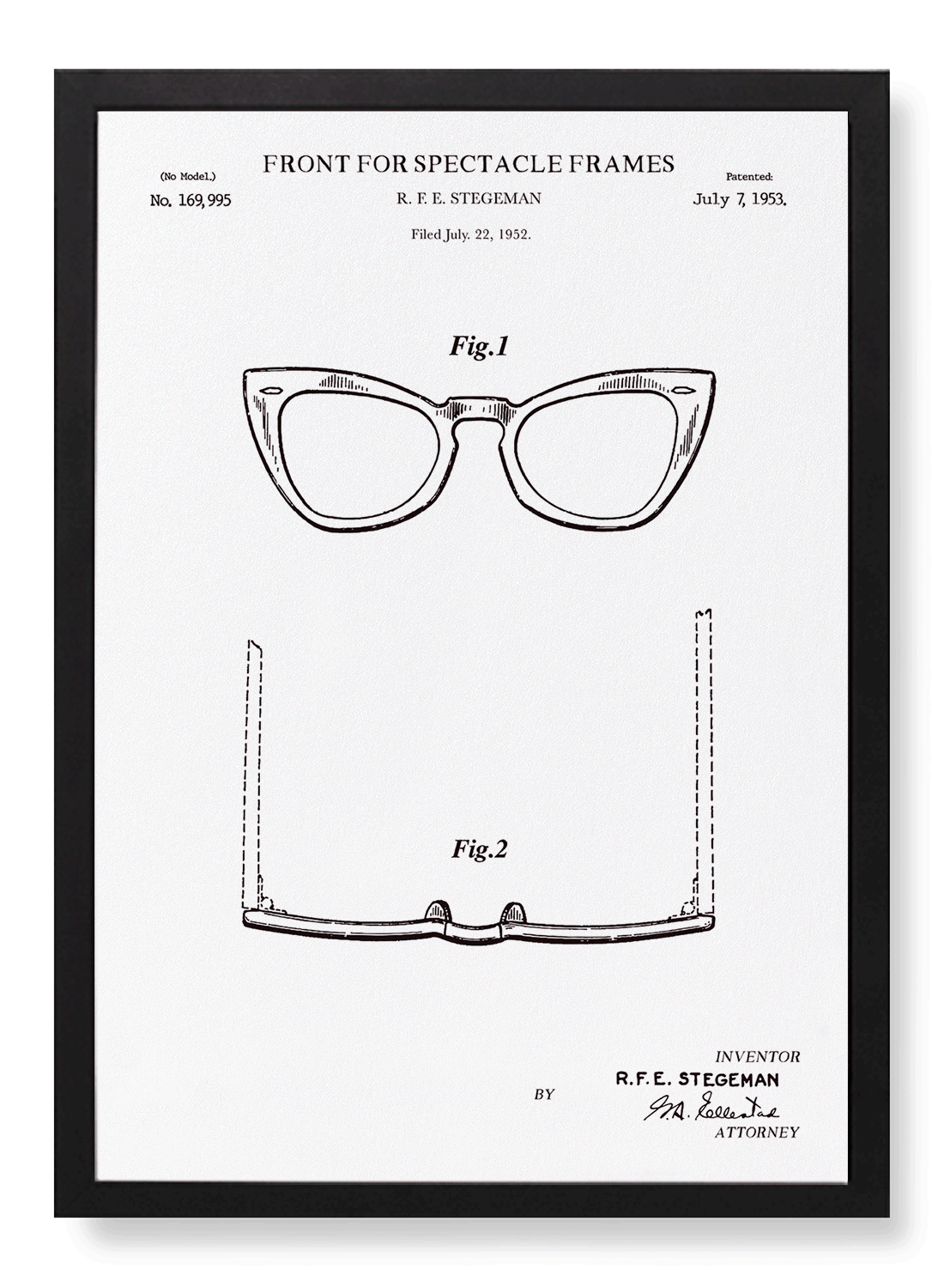 PATENT OF SPECTACLE FRAMES (1953)