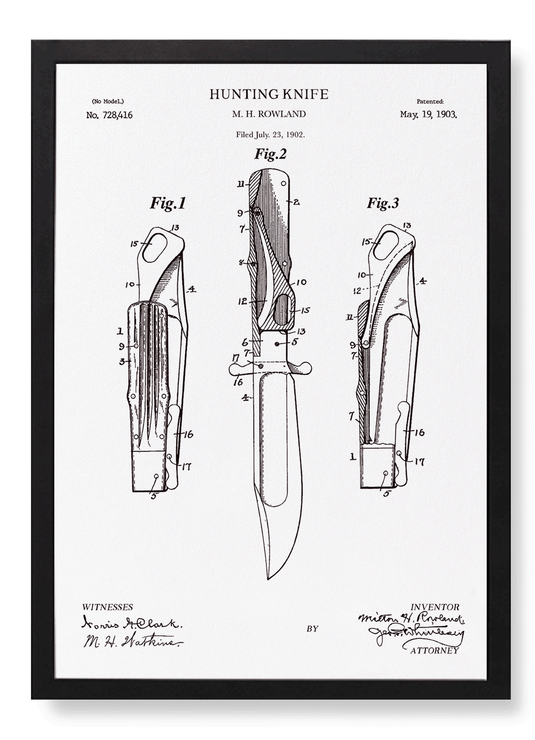 PATENT OF HUNTING KNIFE (1903)